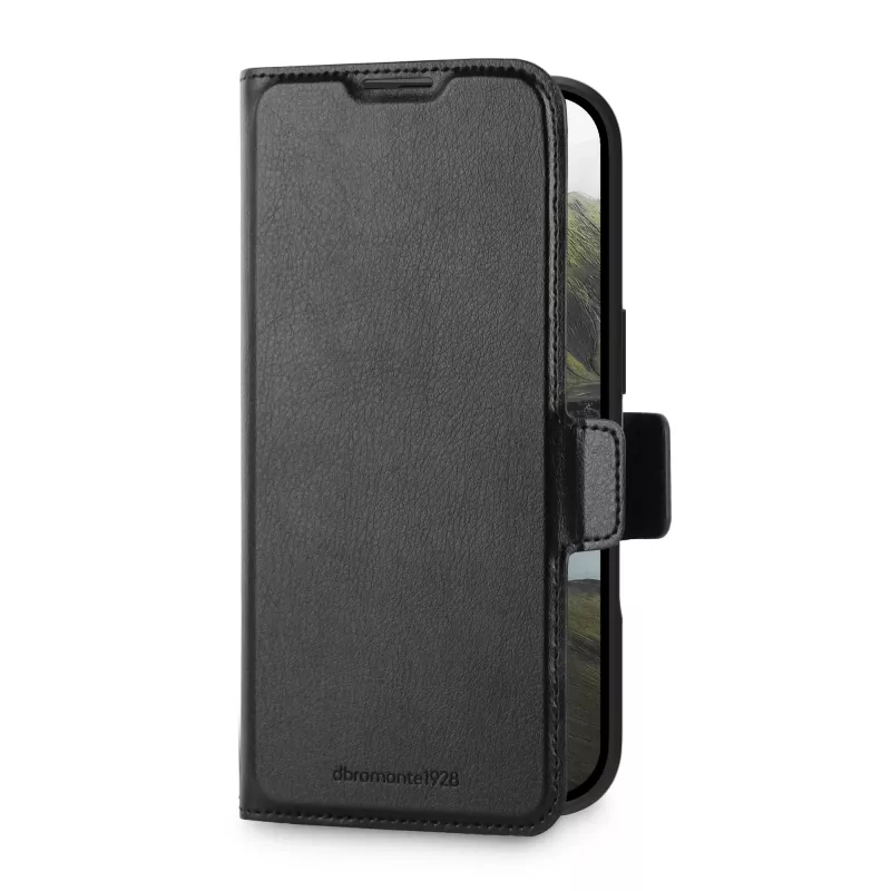 dbramante1928 Flip Case für iPhone 17 (6,7 Zoll) Oslo Pro MS – 17 cm Bildschirm, schwarz, 3 Kartenfächer