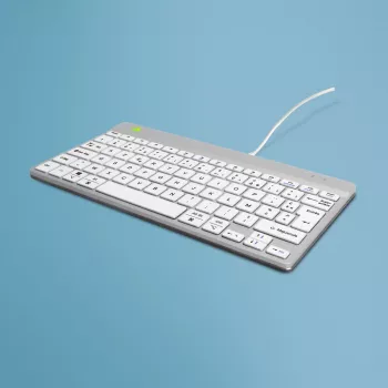 R-Go Tools Ergonomische Tastatur R-Go Compact Break, kompakte Tastatur mit Pausensoftware, AZERTY (FR), kabelgebunden, weiß