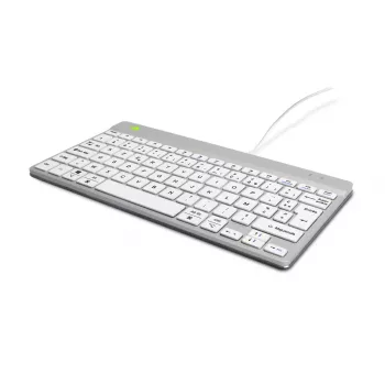 R-Go Tools Ergonomische Tastatur R-Go Compact Break, kompakte Tastatur mit Pausensoftware, AZERTY (FR), kabelgebunden, weiß