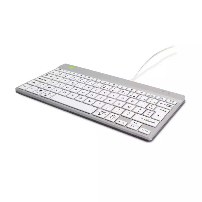 R-Go Tools Ergonomische Tastatur R-Go Compact Break, kompakte Tastatur mit Pausensoftware, AZERTY (FR), kabelgebunden, weiß