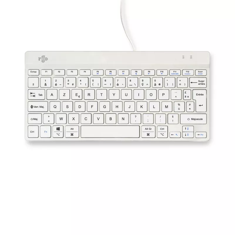 R-Go Tools Ergonomische Tastatur R-Go Compact Break, kompakte Tastatur mit Pausensoftware, AZERTY (FR), kabelgebunden, weiß