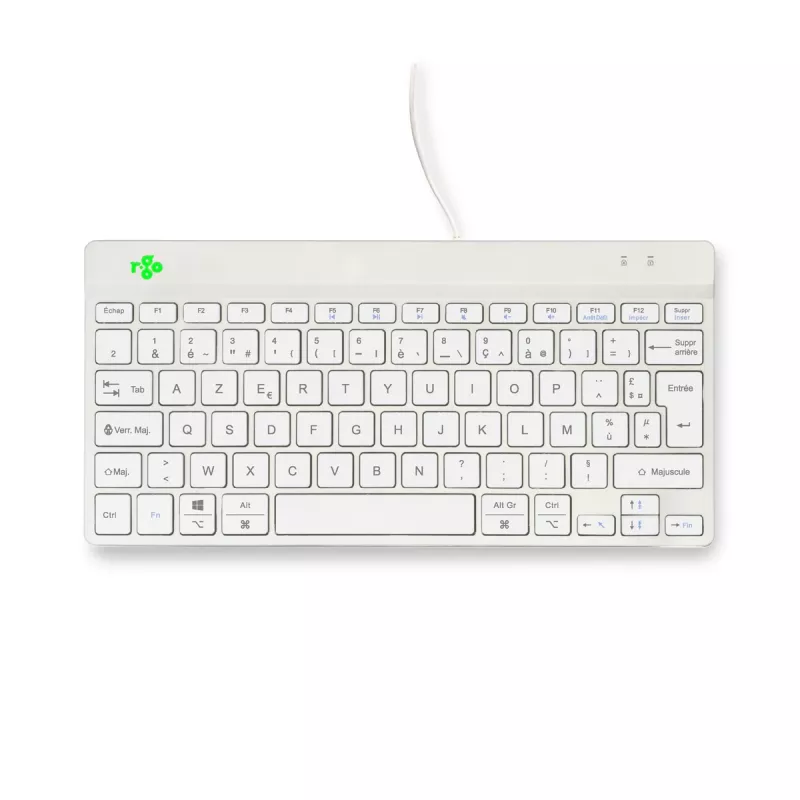 R-Go Tools Ergonomische Tastatur R-Go Compact Break, kompakte Tastatur mit Pausensoftware, AZERTY (FR), kabelgebunden, weiß