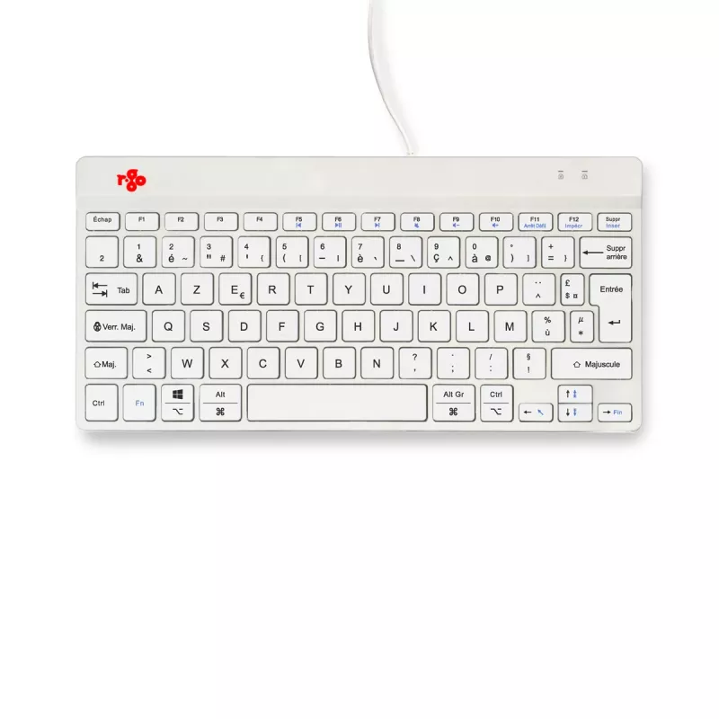 R-Go Tools Ergonomische Tastatur R-Go Compact Break, kompakte Tastatur mit Pausensoftware, AZERTY (FR), kabelgebunden, weiß