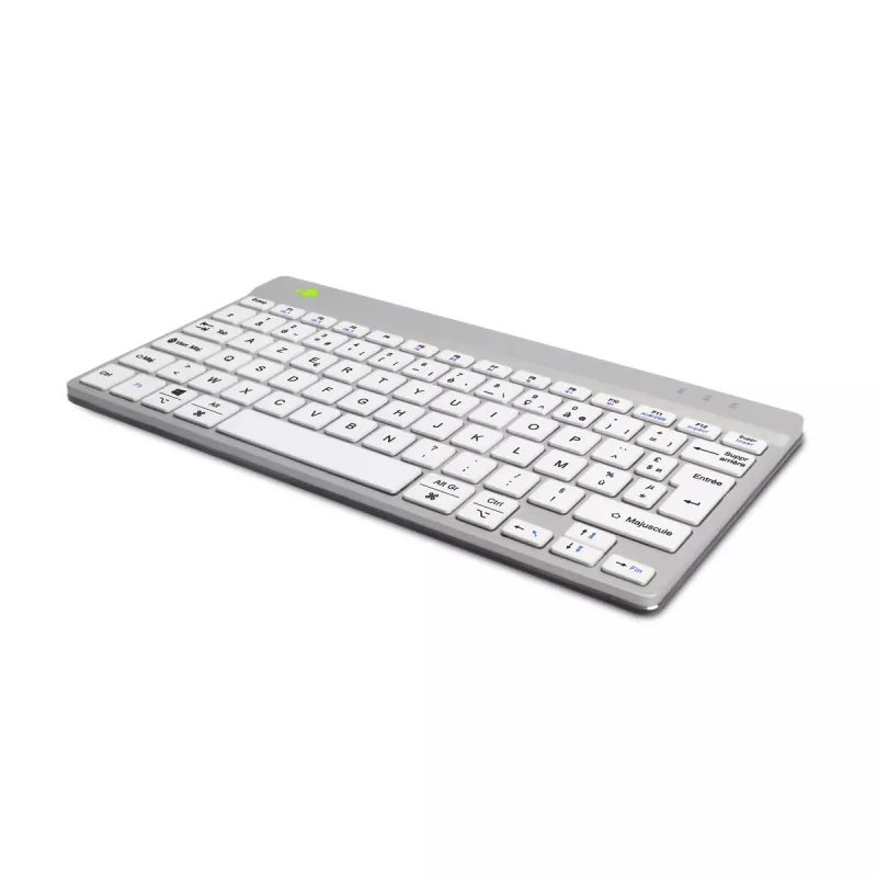 R-Go Tools Ergonomische Tastatur R-Go Compact Break, kompakte Tastatur mit Pausensoftware, AZERTY (FR), Bluetooth, weiß