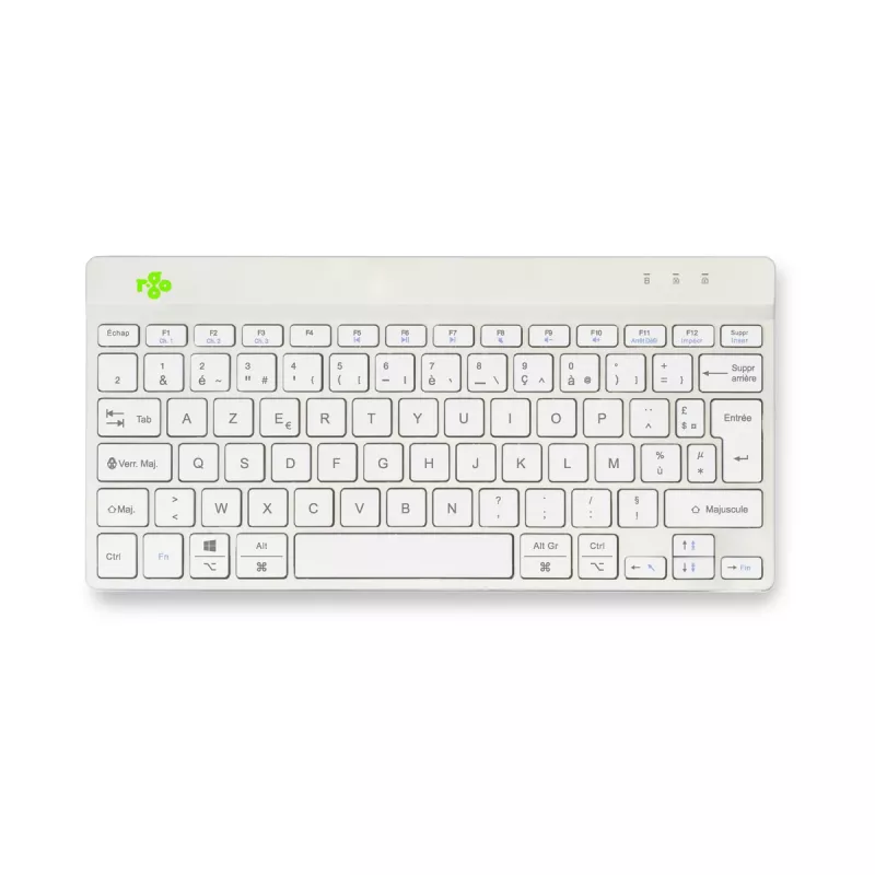 R-Go Tools Ergonomische Tastatur R-Go Compact Break, kompakte Tastatur mit Pausensoftware, AZERTY (FR), Bluetooth, weiß