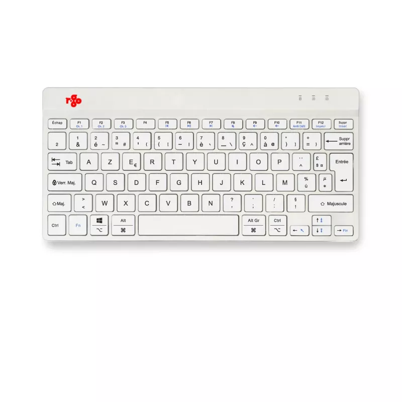 R-Go Tools Ergonomische Tastatur R-Go Compact Break, kompakte Tastatur mit Pausensoftware, AZERTY (FR), Bluetooth, weiß