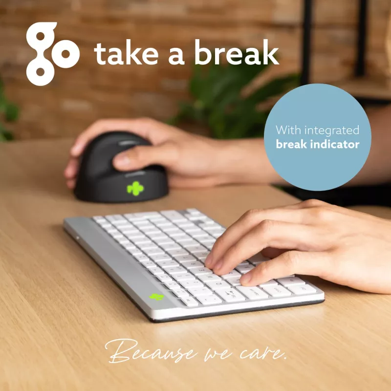 R-Go Tools Ergonomische Tastatur R-Go Compact Break, kompakte Tastatur mit Pausensoftware, AZERTY (FR), Bluetooth, weiß