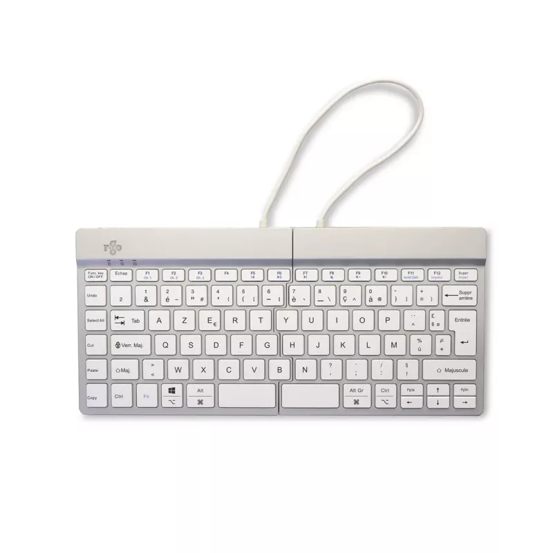 R-Go Tools Ergonomische Tastatur R-Go Split Break mit Pausensoftware, ergonomische geteilte Tastatur, AZERTY (FR), Bluetooth, weiß