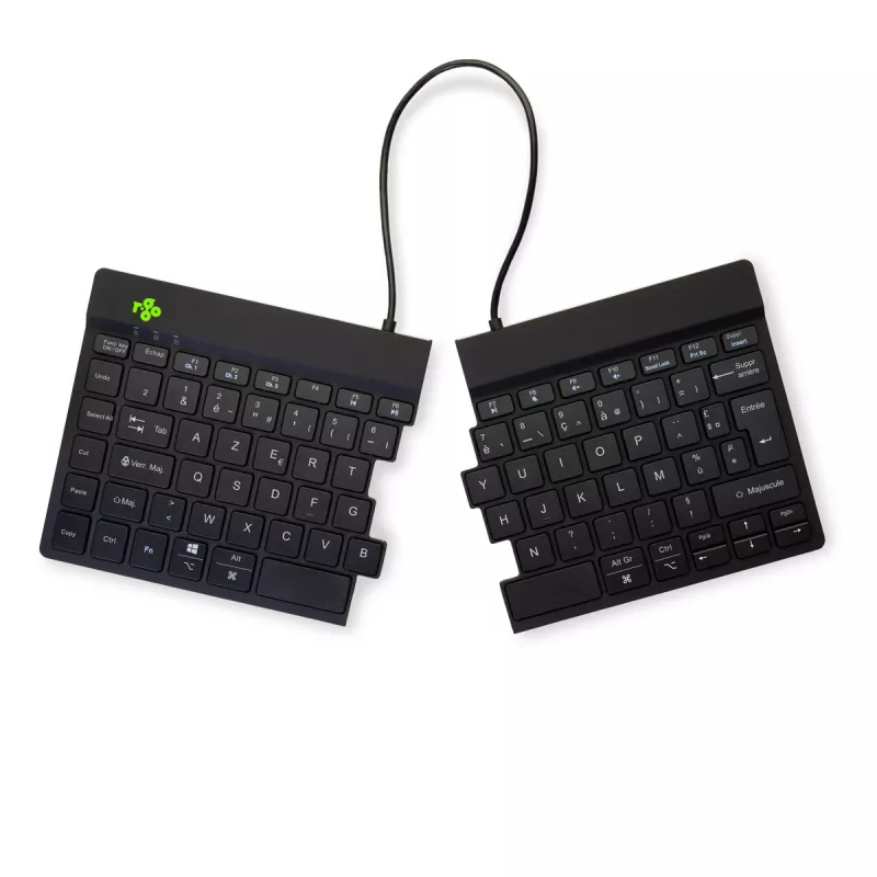 R-Go Tools Ergonomische Tastatur R-Go Split Break mit Pausensoftware, ergonomische geteilte Tastatur, AZERTY (FR), Bluetooth, schwarz