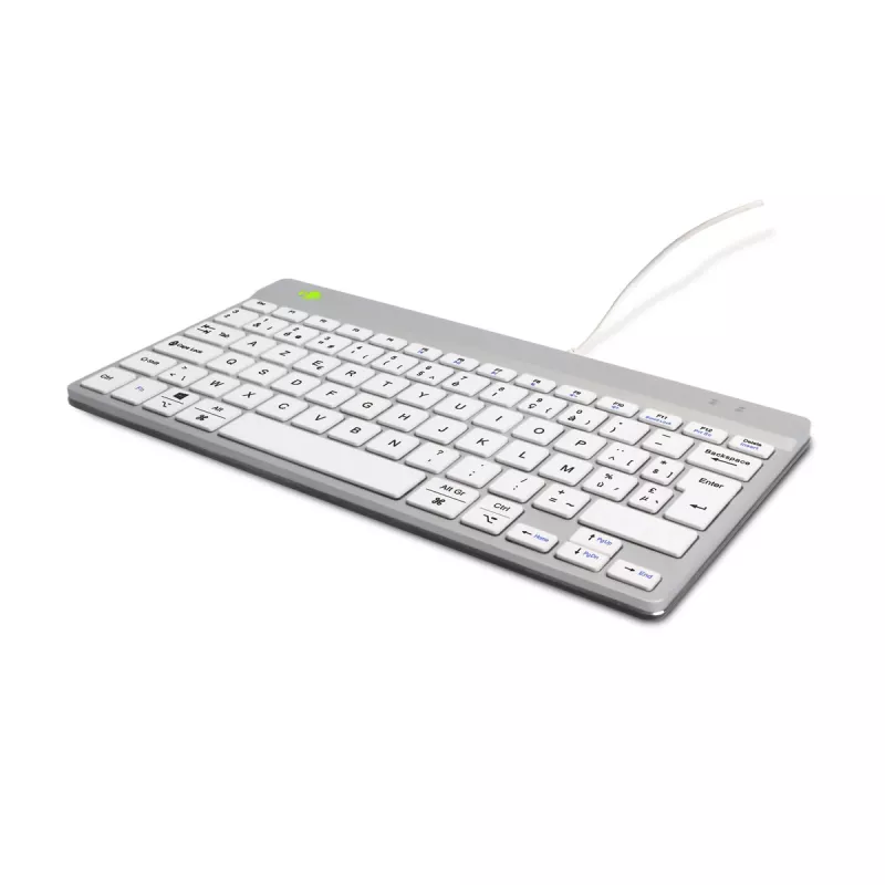 R-Go Tools Ergonomische Tastatur R-Go Compact Break, kompakte Tastatur mit Pausensoftware, AZERTY (BE), kabelgebunden, weiß