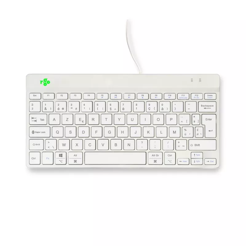 R-Go Tools Ergonomische Tastatur R-Go Compact Break, kompakte Tastatur mit Pausensoftware, AZERTY (BE), kabelgebunden, weiß