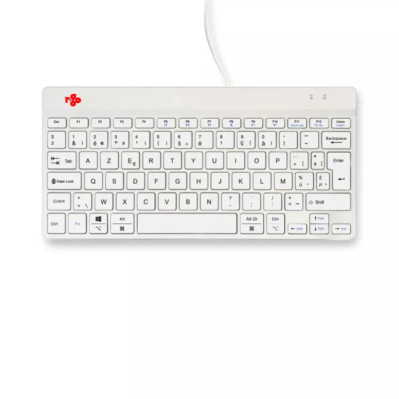 R-Go Tools Ergonomische Tastatur R-Go Compact Break, kompakte Tastatur mit Pausensoftware, AZERTY (BE), kabelgebunden, weiß