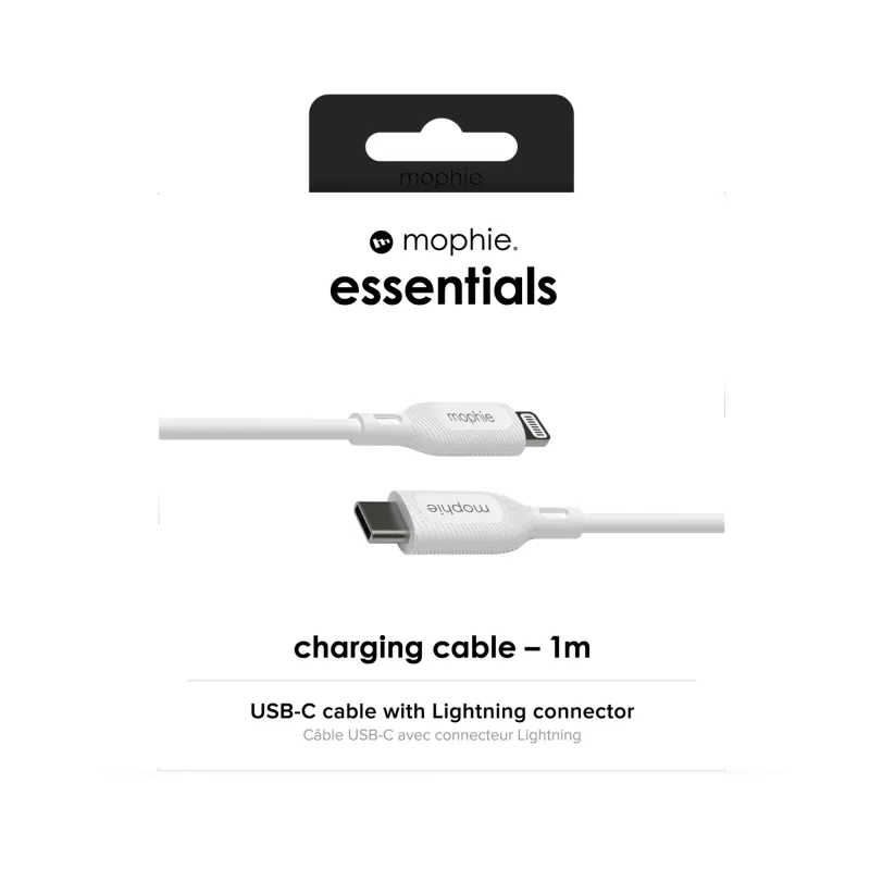 mophie essentials Lightning auf USB-C | Ladekabel (1M) Weiß