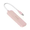 USB-C auf 4-Port USB-A Gen 2 Hub j5create — 10 Gbit/s, USB 3.2, Rose, recyceltes ABS-Kunststoff, 100×27×19 mm