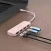 USB-C auf 4-Port USB-A Gen 2 Hub j5create — 10 Gbit/s, USB 3.2, Rose, recyceltes ABS-Kunststoff, 100×27×19 mm