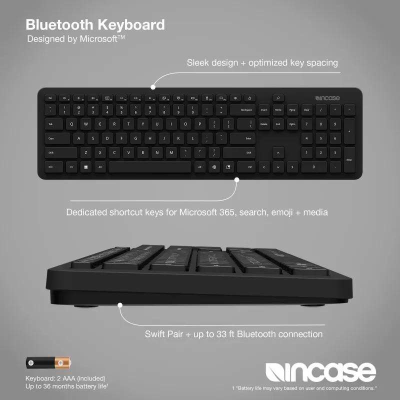 Incase Designed by Microsoft Bluetooth-Tastatur Universal QWERTY Deutsch Schwarz