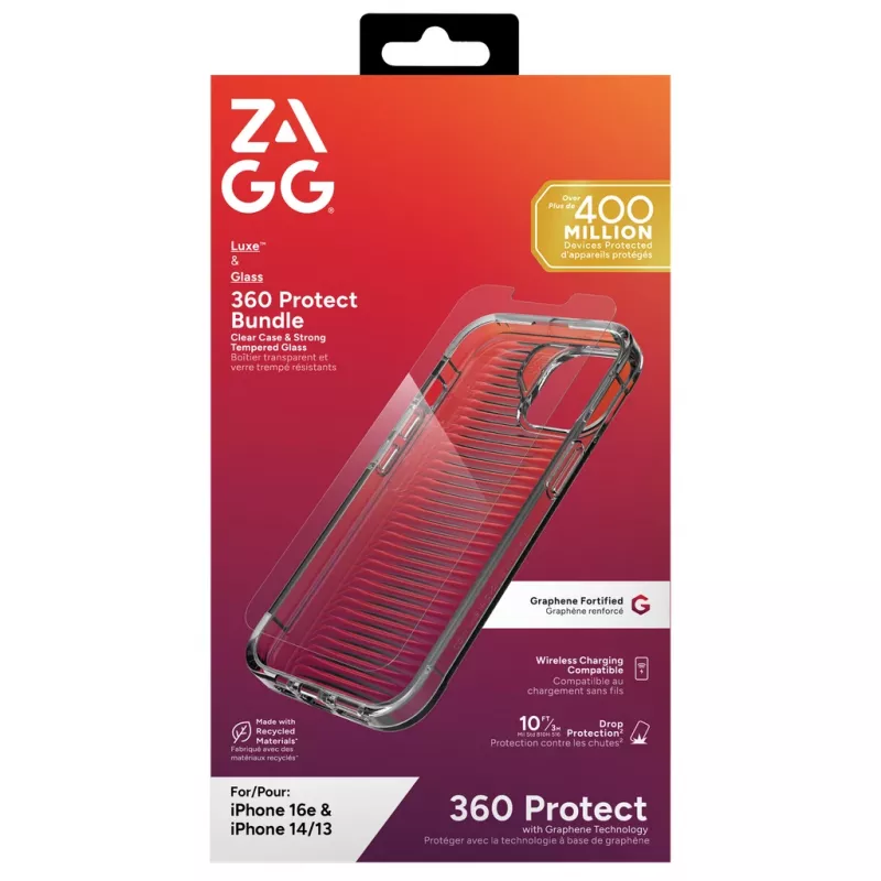ZAGG Luxe + Glass 360 Bundle iPhone 17e/16e/14/13 Clear, Cover, Apple, iPhone 17e/16e/14/13, 15,5 cm (6,1 inch), Transparent