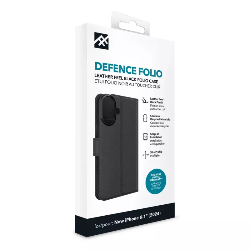 IFROGZ IF Defence Case Folio Apple iPhone 16 Schwarz INTL, Folio, Apple, iPhone 16, 15,5 cm (6,1 Zoll), Schwarz
