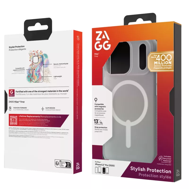 ZAGG Milan Snap Hülle für Apple iPhone 17 Pro Iridescent, Cover, Apple, iPhone 17 Pro, 16 cm (6,3 inch), Mehrfarbig