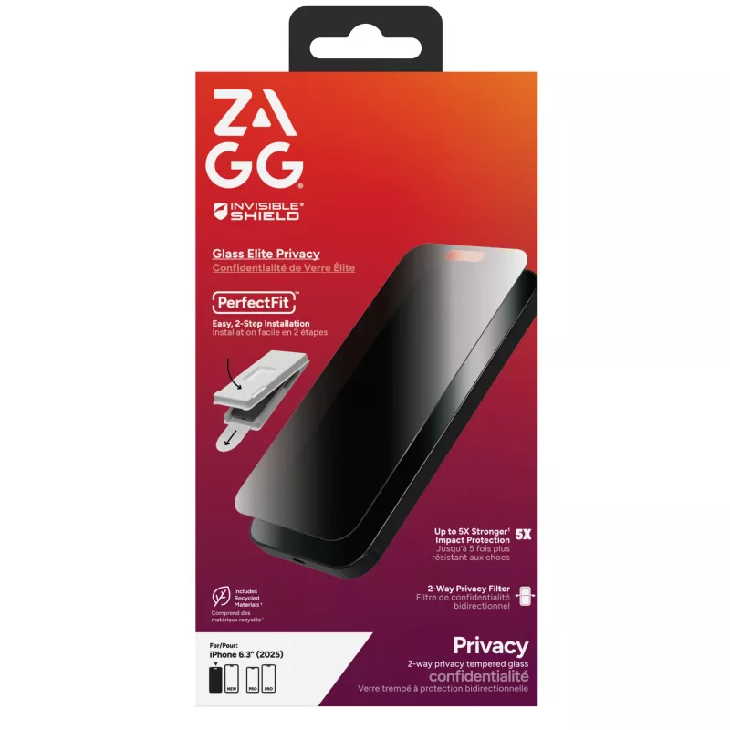 InvisibleShield Glass Elite Privacy Displayschutzfolie für Apple iPhone 17