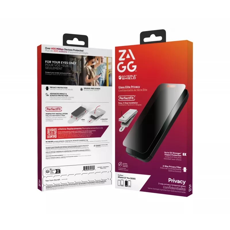 InvisibleShield Glass Elite Privacy Displayschutzfolie für Apple iPhone 17 Pro