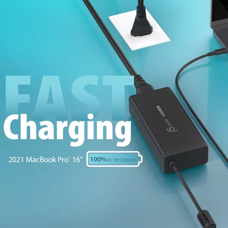 USB-C GaN-Ladegerät j5create JUP17140 140W PD3.1, Innenbereich, Schwarz, 59×127×30,5 mm
