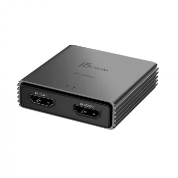 j5create JDSH812 8K HDMI™ 2.1 2-fach Splitter, HDMI, 2x HDMI, 7680 x 4320 Pixel, Grau, Aluminium, 8K Ultra HD