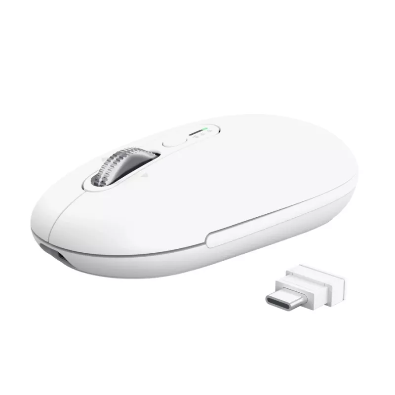 Kabellose Office-Maus TRUST Seron schlank Multi – beidhändig, RF + Bluetooth, optisch 3200 DPI, 7 Tasten, Weiß