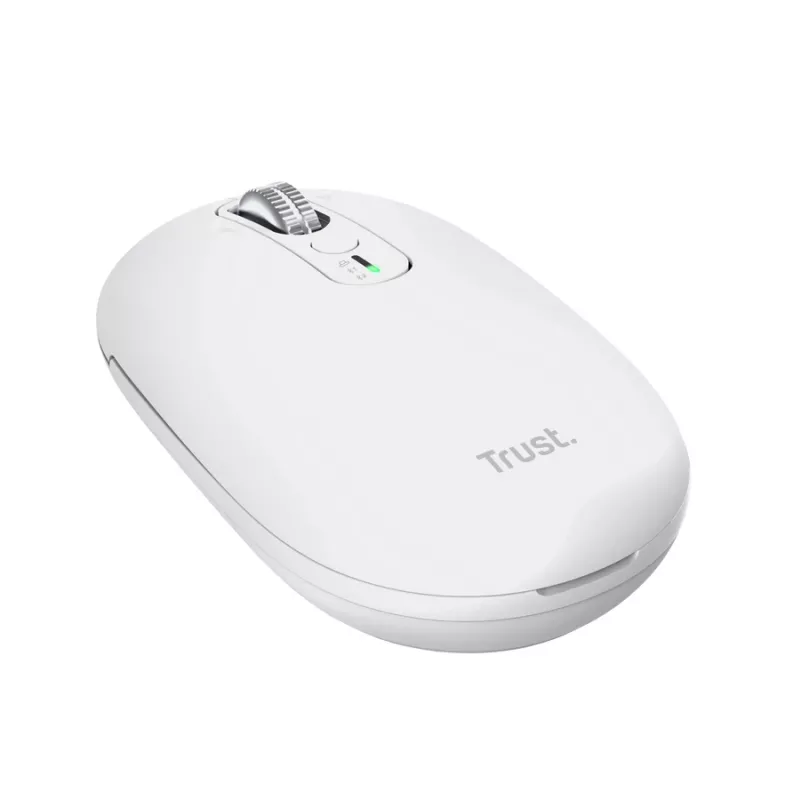 Kabellose Office-Maus TRUST Seron schlank Multi – beidhändig, RF + Bluetooth, optisch 3200 DPI, 7 Tasten, Weiß