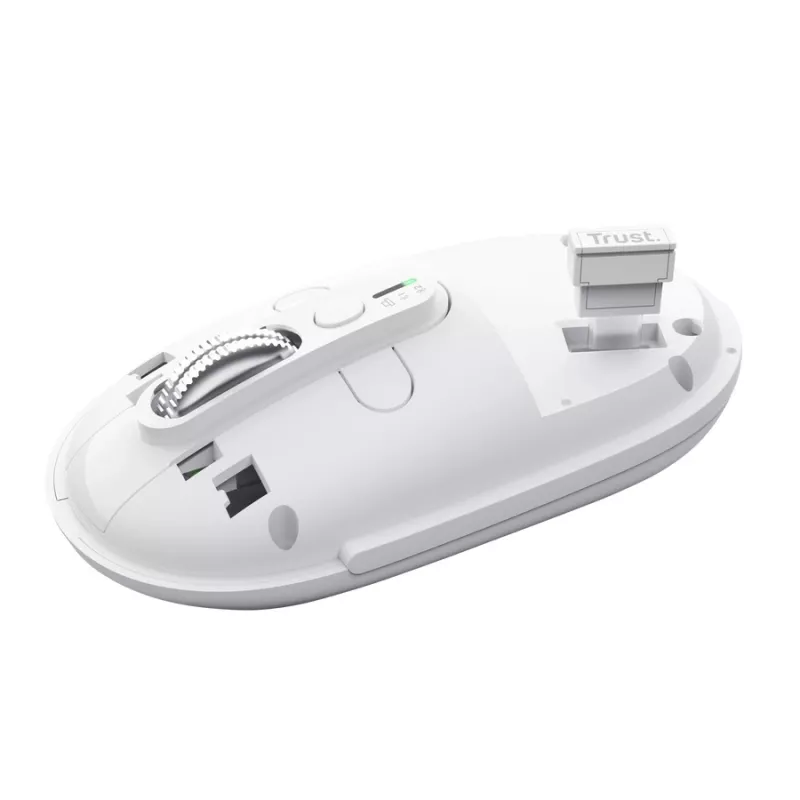 Kabellose Office-Maus TRUST Seron schlank Multi – beidhändig, RF + Bluetooth, optisch 3200 DPI, 7 Tasten, Weiß