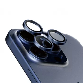 PanzerGlass Hoops Kamera-Linsenschutz iPhone 15 Pro 15 Pro Max Blau Titan Kratzfest Stoßfest