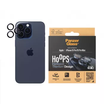 PanzerGlass Hoops Kamera-Linsenschutz iPhone 15 Pro 15 Pro Max Blau Titan Kratzfest Stoßfest
