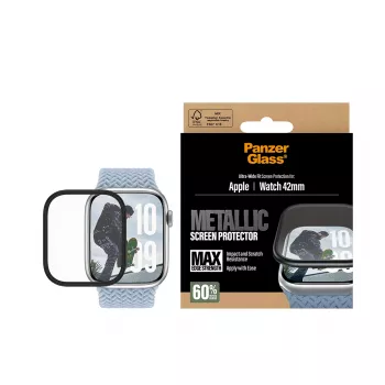 Bildschirmschutz PanzerGlass Schwarzer Metallrahmen für Apple Watch (Modell PG38147)