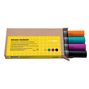 Marker Sigel BA011 4 Stück Schwarz Magenta Orange Türkis