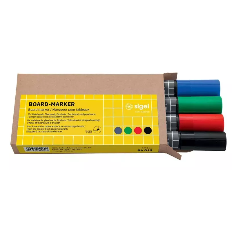 Marker Sigel BA010 4 Stück Schwarz Blau Grün Rot