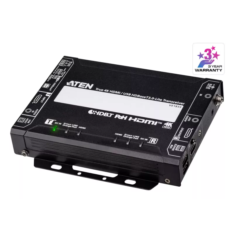AV-Sender & -Empfänger ATEN True 4K HDMI/USB HDBT3.0-Lite – 4096×2160 @ bis zu 40 m, USB Typ-A/Typ-B, Gleichstromversorgung