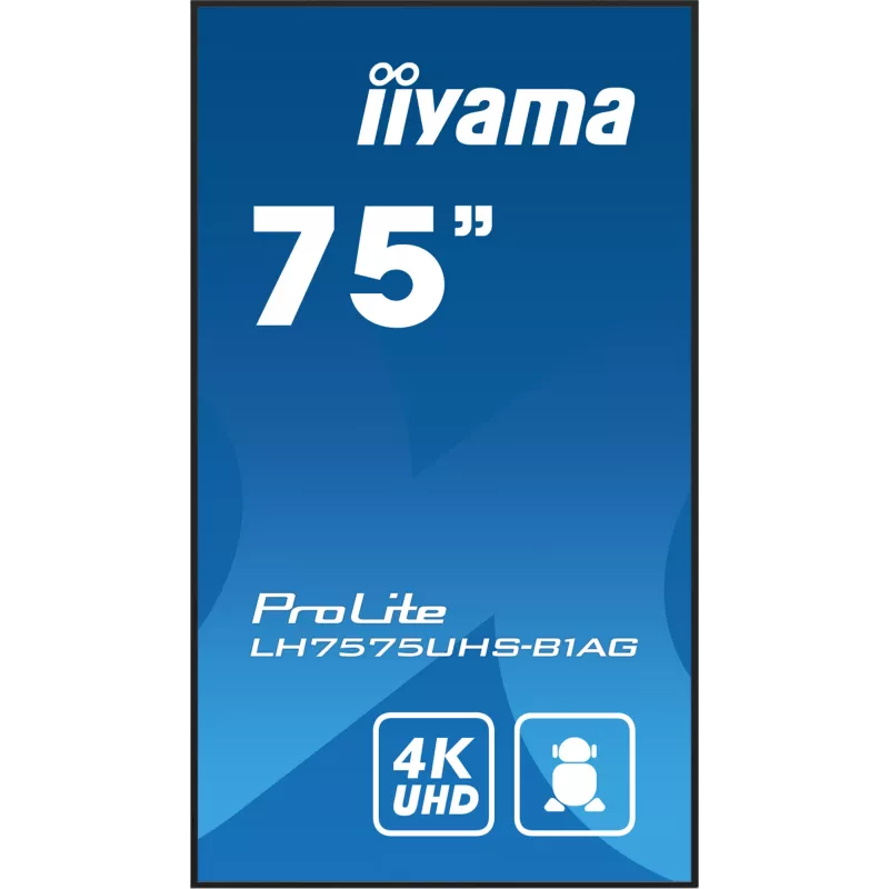 iiyama LH7575UHS-B1AG Signage Display Digital Signage Flachbildschirm 190,5 cm (75 Zoll) LCD Wi-Fi 500 cd/m² 4K Ultra HD Schwarz Integrierter Prozessor Android 11 24/7