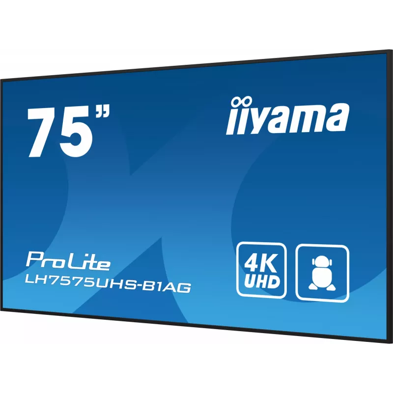 iiyama LH7575UHS-B1AG Signage Display Digital Signage Flachbildschirm 190,5 cm (75 Zoll) LCD Wi-Fi 500 cd/m² 4K Ultra HD Schwarz Integrierter Prozessor Android 11 24/7