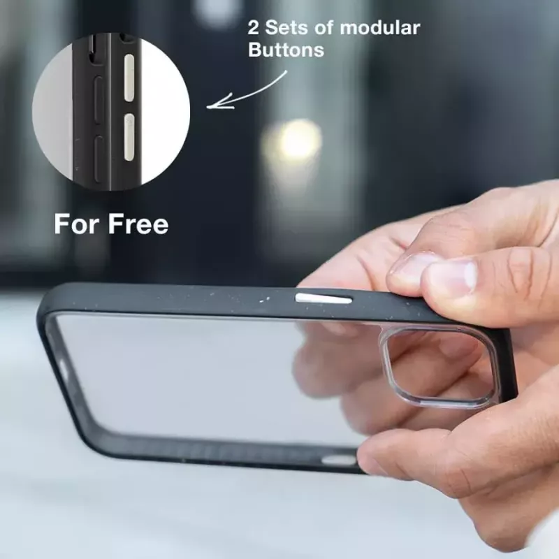 Handyhülle Woodcessories Clear Case für Apple iPhone 14, 15,5 cm (6,1 Zoll), schwarz und transparent