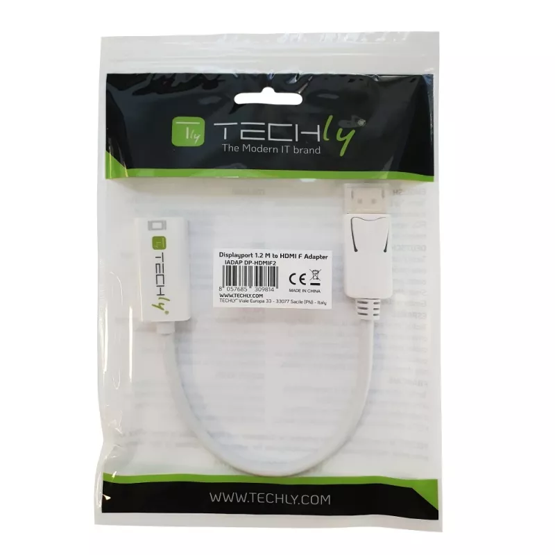 Techly DisplayPort 1.2 Stecker / HDMI Buchse Adapter 15 cm Weiß IADAP DP-HDMIF2