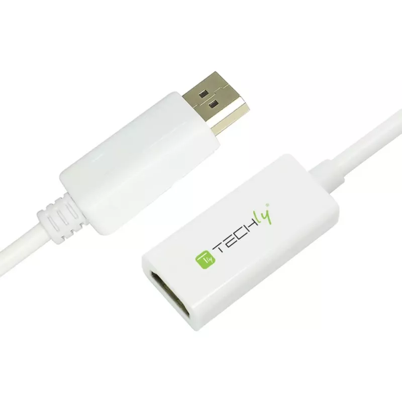 Techly DisplayPort 1.2 Stecker / HDMI Buchse Adapter 15 cm Weiß IADAP DP-HDMIF2
