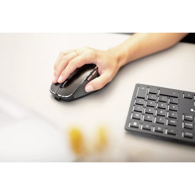 Funk-Tastaturset Cherry DW 9500 schlank mit Maus — RF + Bluetooth, QWERTZ-Layout, Scherenschalter, 111 Tasten, Schwarz/Grau