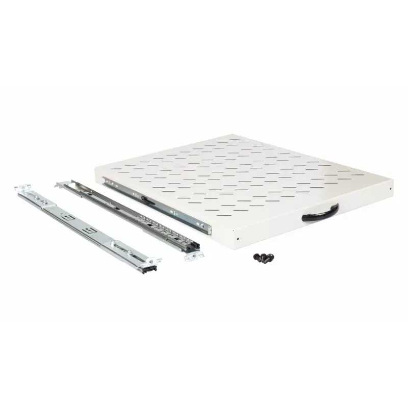 Gleitbodenregal EQUIP 19 Zoll, 1U, 800 mm Tiefe, hellgrau