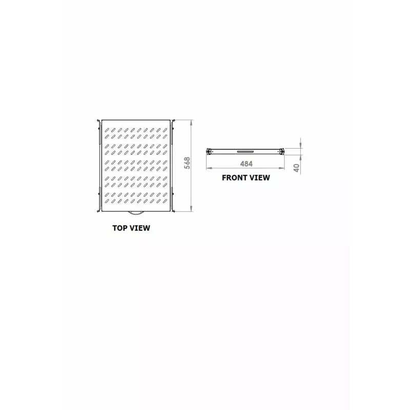 Gleitbodenregal EQUIP 19 Zoll, 1U, 800 mm Tiefe, hellgrau
