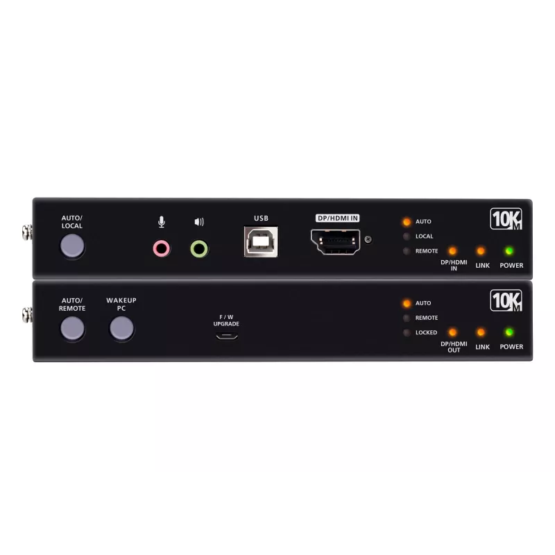ATEN True 4K DP/HDMI Optical KVM 10km, Sender & Empfänger, Kabelgebunden, 10000 m, 4096 x 2160 Pixel, Schwarz, Metall