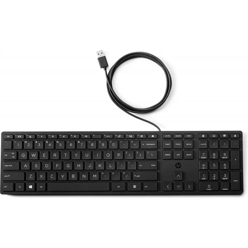 HP Wired Desktop 320K Tastatur — Full-Size USB, Membran, schwarz