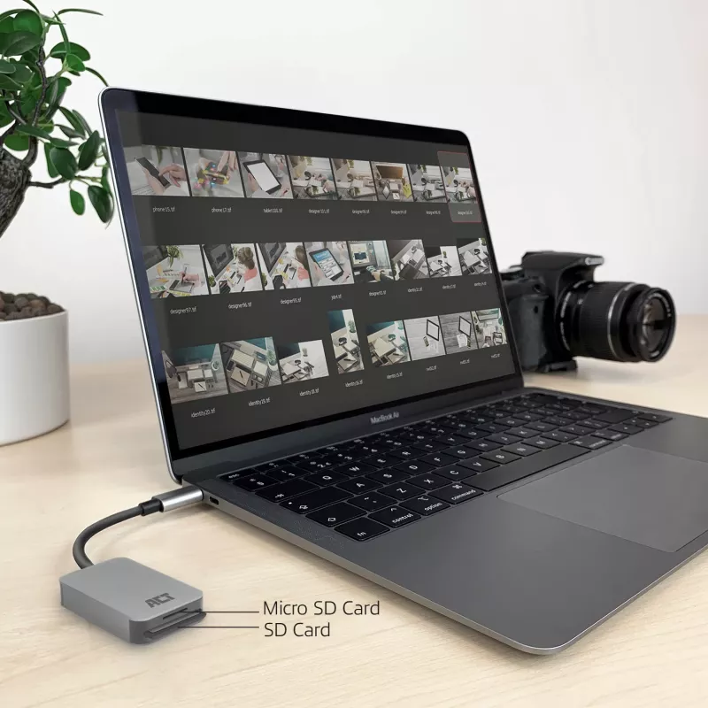 Kartenleser ACT AC7056 USB 3.2 Gen 1 Type-C Grau MicroSD SD