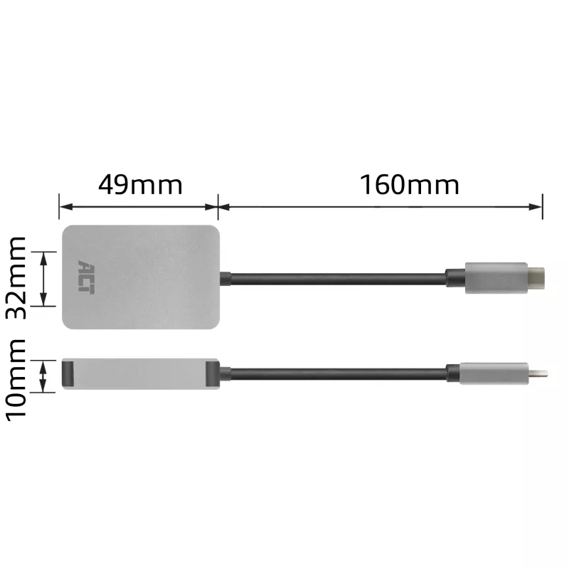 Kartenleser ACT AC7056 USB 3.2 Gen 1 Type-C Grau MicroSD SD