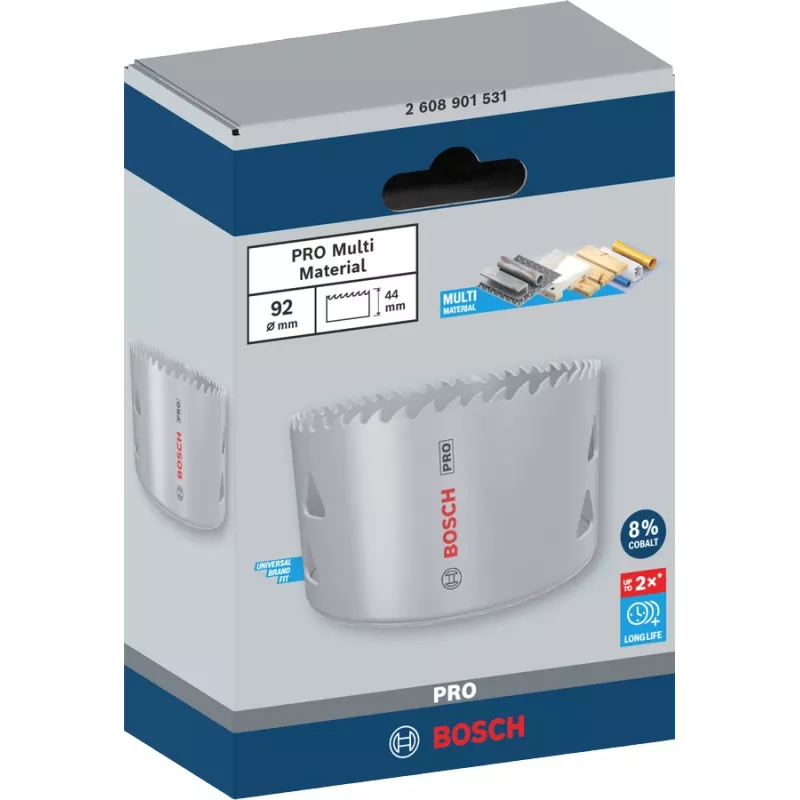 Lochsäge Bosch PRO Multi Material 44/92 mm — Einzelstück für Bohrmaschine, Trockenbau, Metall, Kunststoff, Weichholz
