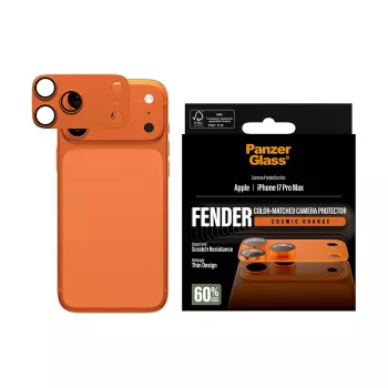 Kameraschutz PanzerGlass Fender für iPhone 17 Pro Max, Silikon, Cosmic Orange, kratz- und stoßfest